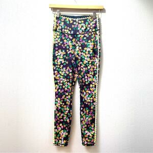 IVL Collective Hydrasculpt Black Floral Print Scallop Cropped Legging Women's 4